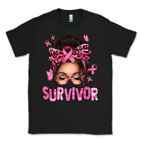 Black breast cancer survivor afro messy bun Classic Tee - texasbilliewilder