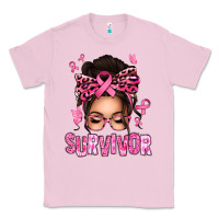 Bubblegum Pink breast cancer survivor afro messy bun Classic Tee - texasbilliewilder