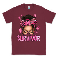 Burgundy breast cancer survivor afro messy bun Classic Tee - texasbilliewilder