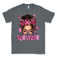 Charcoal Heather breast cancer survivor afro messy bun Classic Tee - texasbilliewilder
