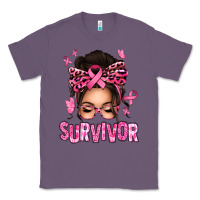 Lavender breast cancer survivor afro messy bun Classic Tee - texasbilliewilder