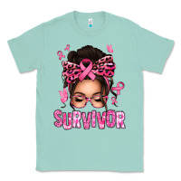 Seafoam breast cancer survivor afro messy bun Classic Tee - texasbilliewilder