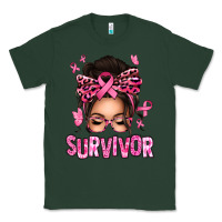 Sports Green breast cancer survivor afro messy bun Classic Tee - texasbilliewilder