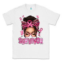 White breast cancer survivor afro messy bun Classic Tee - texasbilliewilder