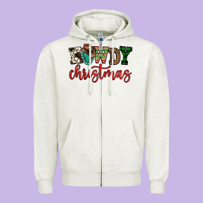 Howdy Christmas Zipper Hoodie Designed By Fadigitalartstudio