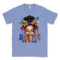 Colony Blue autism mom afro messy bun Classic Tee - texasbilliewilder