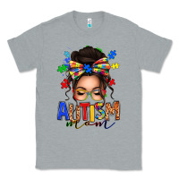Heather Grey autism mom afro messy bun Classic Tee - texasbilliewilder