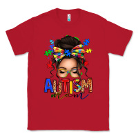 Red autism mom afro messy bun Classic Tee - texasbilliewilder