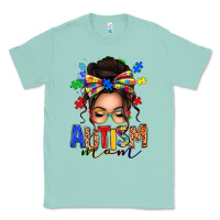 Seafoam autism mom afro messy bun Classic Tee - texasbilliewilder