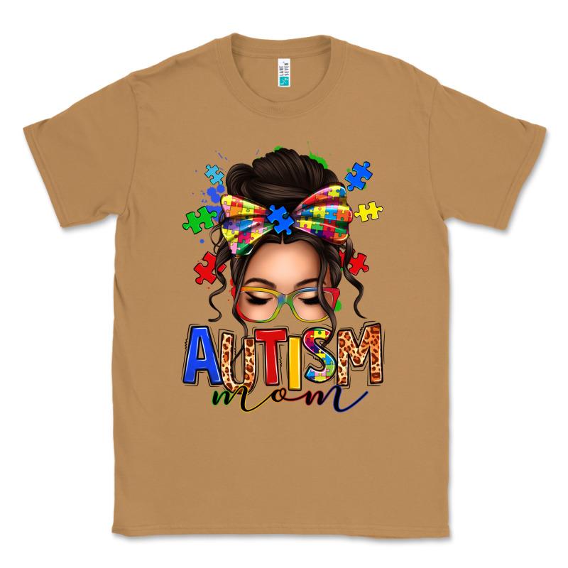 Autism Mom Afro Messy Bun Classic Tee by texasbilliewilder | Teevron