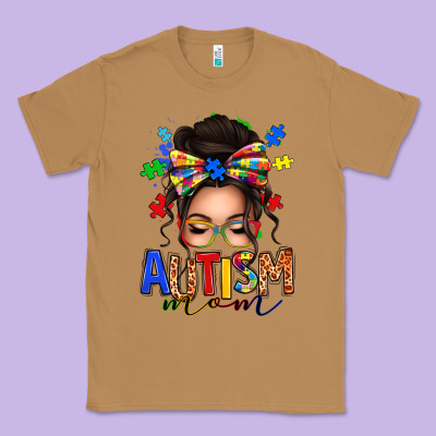 Autism Mom Afro Messy Bun Classic Tee Designed By Texasbilliewilder
