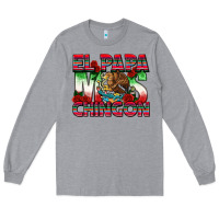 Heather Grey El Papa Mas Chingon Long Sleeve Tee - texasbilliewilder