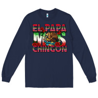 Navy El Papa Mas Chingon Long Sleeve Tee - texasbilliewilder