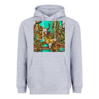 Heather Grey western bull skull and cactus seamless pattern Heavyweight Hoodie - BundleAndBundleShop