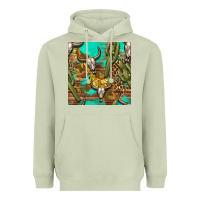 Matcha western bull skull and cactus seamless pattern Heavyweight Hoodie - BundleAndBundleShop