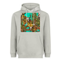 Moon Dust western bull skull and cactus seamless pattern Heavyweight Hoodie - BundleAndBundleShop