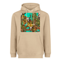 Mushroom western bull skull and cactus seamless pattern Heavyweight Hoodie - BundleAndBundleShop
