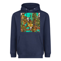 Navy western bull skull and cactus seamless pattern Heavyweight Hoodie - BundleAndBundleShop