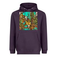 Plum western bull skull and cactus seamless pattern Heavyweight Hoodie - BundleAndBundleShop
