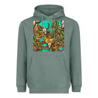 Sage western bull skull and cactus seamless pattern Heavyweight Hoodie - BundleAndBundleShop