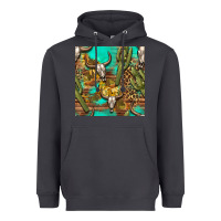 Smoke western bull skull and cactus seamless pattern Heavyweight Hoodie - BundleAndBundleShop