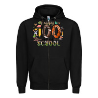 Black happy 100 americana football basketball day of sch Zipper Hoodie - RacoonDesign