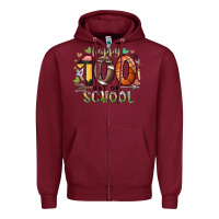 Burgundy happy 100 americana football basketball day of sch Zipper Hoodie - RacoonDesign