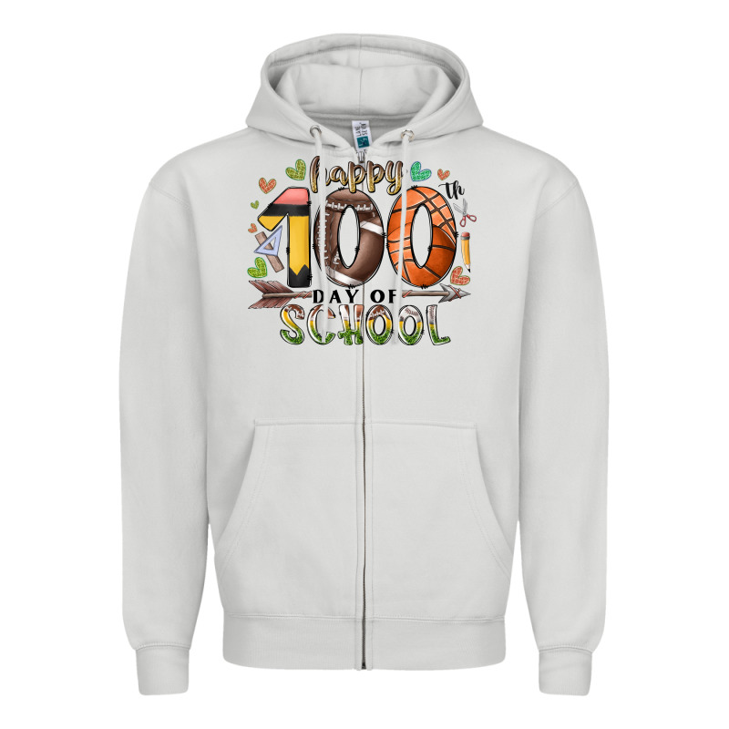 Happy 100 Americana Football Basketball Day Of Sch Zipper Hoodie by RacoonDesign | Teevron