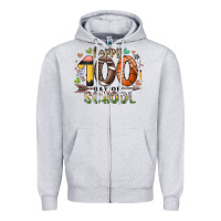 Heather Grey happy 100 americana football basketball day of sch Zipper Hoodie - RacoonDesign