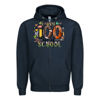 Navy happy 100 americana football basketball day of sch Zipper Hoodie - RacoonDesign