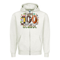 Oatmeal Heather happy 100 americana football basketball day of sch Zipper Hoodie - RacoonDesign