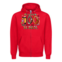 Red happy 100 americana football basketball day of sch Zipper Hoodie - RacoonDesign