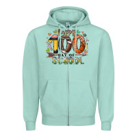 Seafoam happy 100 americana football basketball day of sch Zipper Hoodie - RacoonDesign