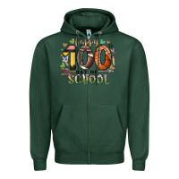 Sports Green happy 100 americana football basketball day of sch Zipper Hoodie - RacoonDesign