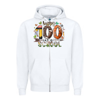 White happy 100 americana football basketball day of sch Zipper Hoodie - RacoonDesign