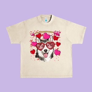 Valentine's Day Husky Urban Heavy Tee Designed By Ranaportraitstore