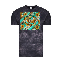 Cloud Black leopard sunflower hearts Vintage Tee - RanaPortraitStore