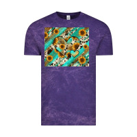 Cloud Purple leopard sunflower hearts Vintage Tee - RanaPortraitStore