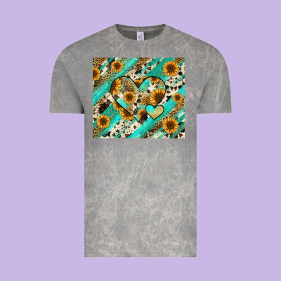 Vintage Tee leopard sunflower hearts