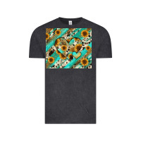Vintage Black leopard sunflower hearts Vintage Tee - RanaPortraitStore