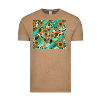 Vintage Coffee leopard sunflower hearts Vintage Tee - RanaPortraitStore
