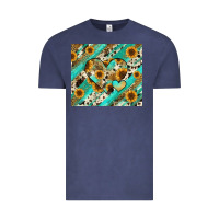Vintage Denim leopard sunflower hearts Vintage Tee - RanaPortraitStore