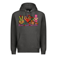 Charcoal Heather peace love nutcraker Premium Hoodie - AdoDesignShop