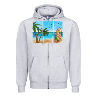 Heather Grey beach background Zipper Hoodie - HRA Design Shop