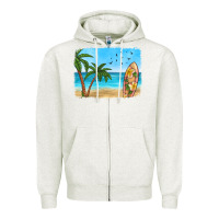 Oatmeal Heather beach background Zipper Hoodie - HRA Design Shop