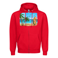 Red beach background Zipper Hoodie - HRA Design Shop