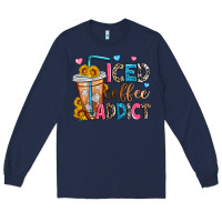 Navy iced coffee addict Long Sleeve Tee - Zillion Design Studio