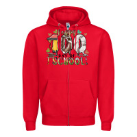 Red happy 100 day of school american football baseball Zipper Hoodie - RacoonDesign