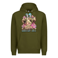 Army Green Easter Day Cow Premium Hoodie - NancyCooperArtShop