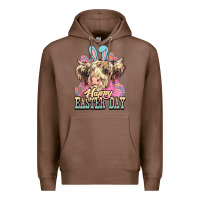 Chestnut Easter Day Cow Premium Hoodie - NancyCooperArtShop